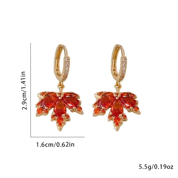 Fall leaf brownish orange red earrings. New in box. spring party birthday gift - Picture 2 of 5